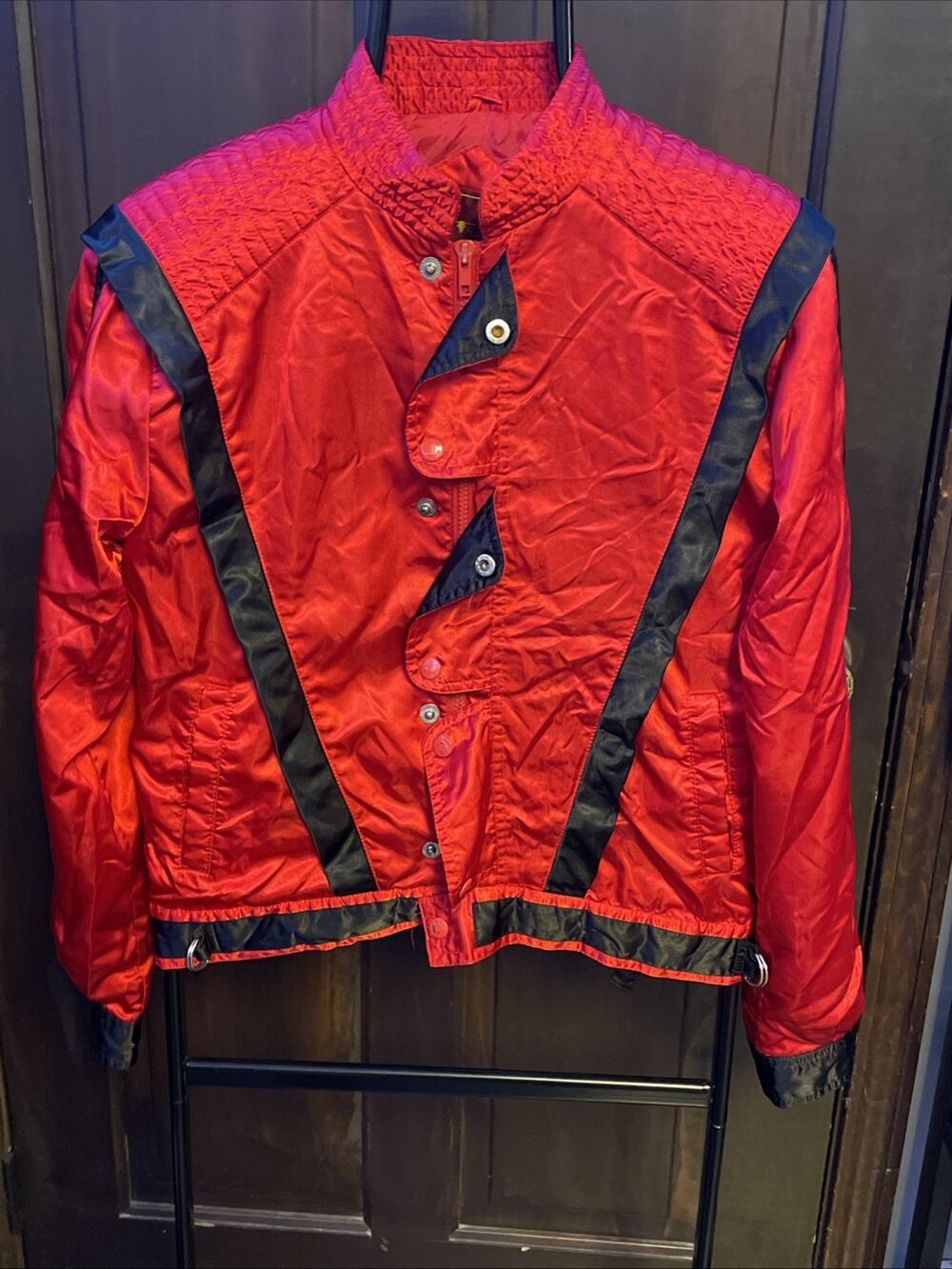 Vintage 80s Sergio Valente Michael Jackson Thriller Style Satin Red Jacket XL